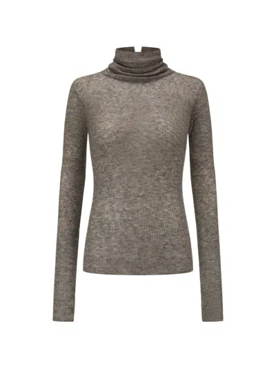 Oude Waag Ribbed Roll-neck Long-sleeve Top In 뉴트럴