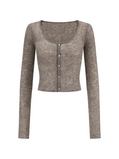 Oude Waag Ribbed-knit Cropped Cardigan In 뉴트럴