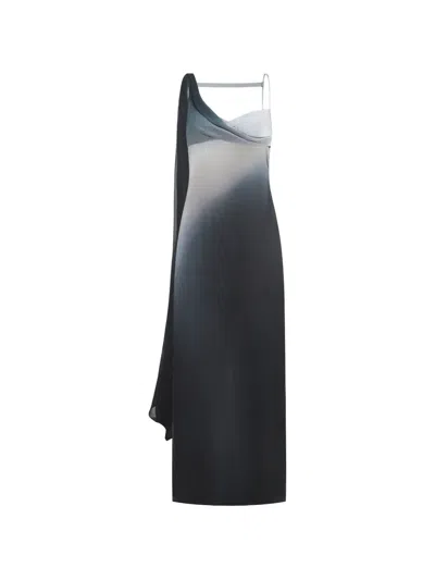Oude Waag Ribbon-panelled Printed Maxi Dress In Blue