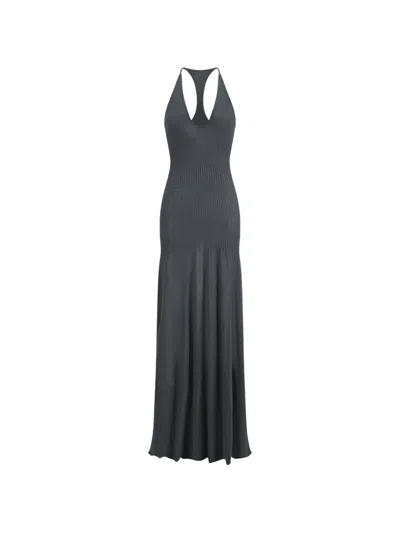 Oude Waag Ripple Ribbed-knit Maxi Dress In Gray
