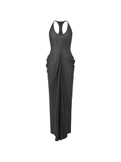 Oude Waag V-neck Draped Vest Maxi Dress In Gray