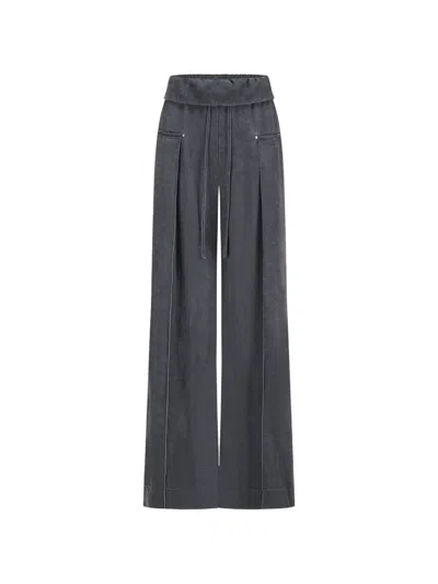 Oude Waag Washed Drawstring Wide-leg Trousers In Blue