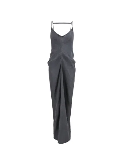 Oude Waag Washed Halter-neck Draped Maxi Dress In Blue
