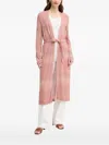 Ouí Belted Patterned Cardigan In Pink
