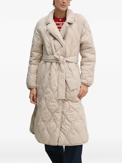 Ouí Belted Quilted Coat In Neutral