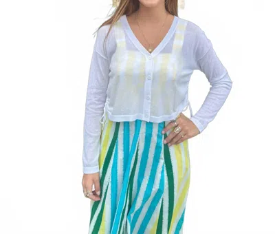 Ouí Button Cardigan In Optic White In Blue