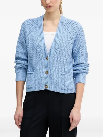 Ouí Button Pocket Cardigan In Blue