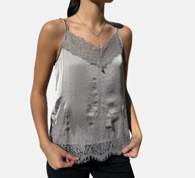 Ouí Cami Lace Top In Grey In Silver