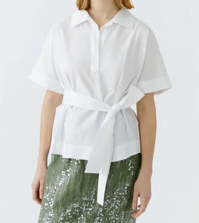 Ouí Collared Belted Blouse In Optic White