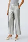 Ouí Cool Leather-look Culottes In A Metallic Look In Silver In Silver