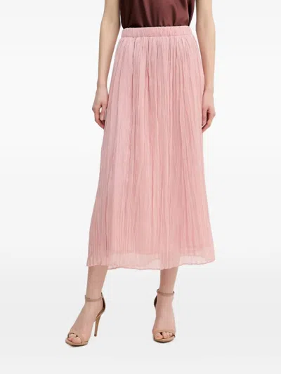 Ouí Crinkle Midi Skirt In Dusty Rose In Multi