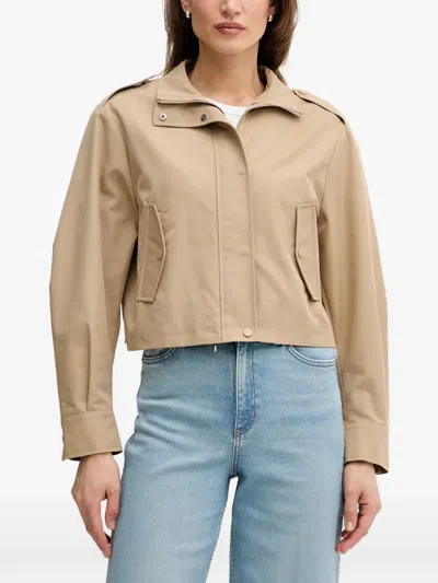 Ouí Cropped Epaulette Jacket In Neutrals