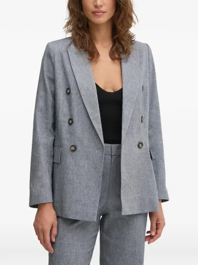 Ouí Double-breasted Blazer In Blue