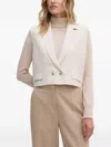 Ouí Double-breasted Cropped Jacket In White