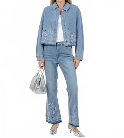 Ouí Embroidered Denim Jacket In Blue