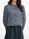 Ouí Feather-effect Knitted Jacket In Gray