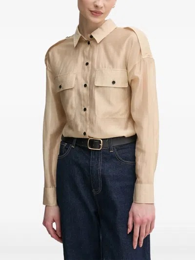 Ouí Flap-pocket Buttoned Shirt In Brown