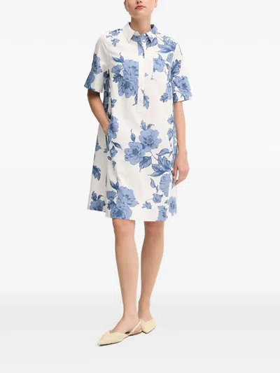 Ouí Floral-print Shirt Dress In White