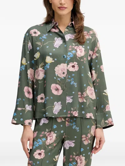 Ouí Floral Shirt In Green