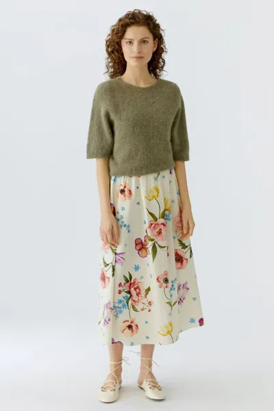 Ouí Floral Skirt In White Red In Green