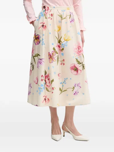 Ouí Floral-print Midi Skirt In Multi