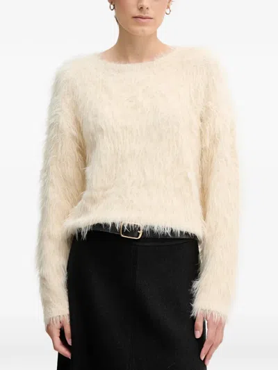 Ouí Fluffy Knitted Jumper In Neutral