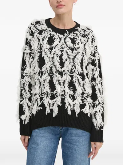 Ouí Fringed Sweater In Black