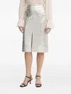 Ouí Front-slit Midi Skirt In Silver