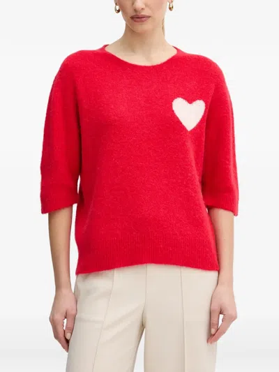 Ouí Heart-design Crew-neck Sweater In Red