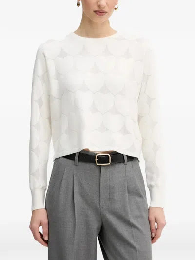 Ouí Heart-pattern Sweater In White
