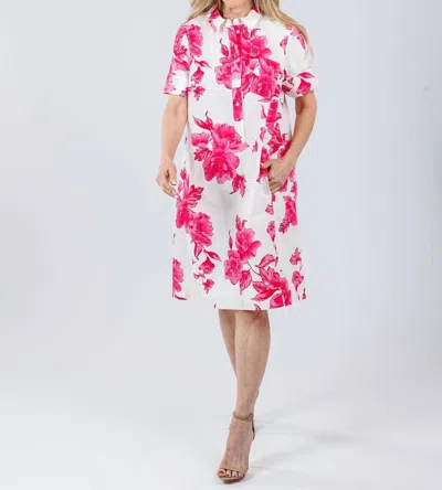 Ouí Jenny Floral Midi Dress In Pink/white In Multi