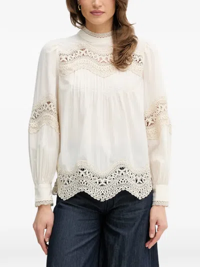 Ouí Lace-detail Blouse In Neutral