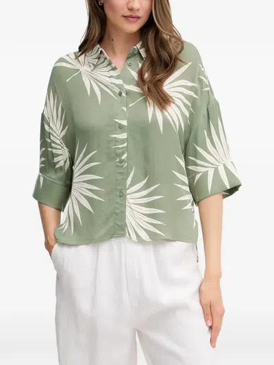 Ouí Leaf Print Shirt In Green