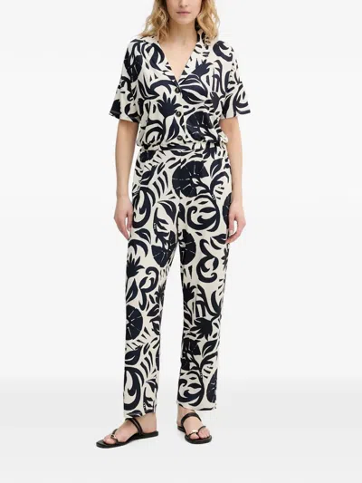 Ouí Leaf-print Jumpsuit In 화이트
