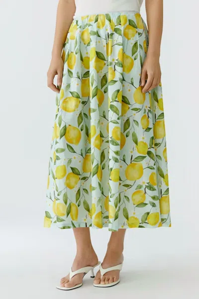 Ouí Lemons Skirt In Blue And Yellow In Multi