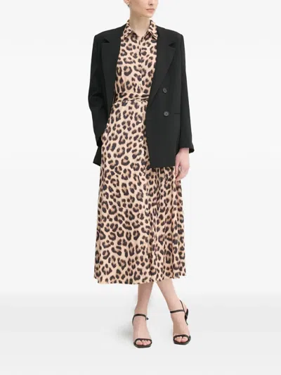 Ouí Leopard Print Tie Dress In Brown