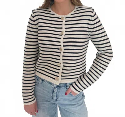 Ouí Lindsey Stripe Cardigan In White/blue In Multi