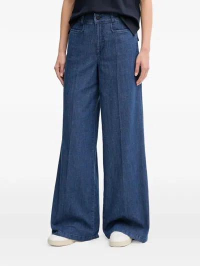 Ouí Logo-patch Wide-leg Jeans In Blue