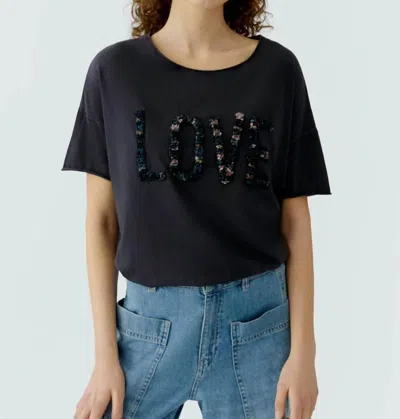 Ouí Love Short Sleeve Tee In Washed Black In Blue
