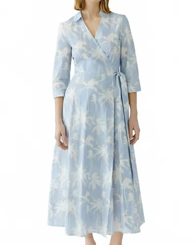 Ouí Midi Wrap Dress In Blue/white In Multi