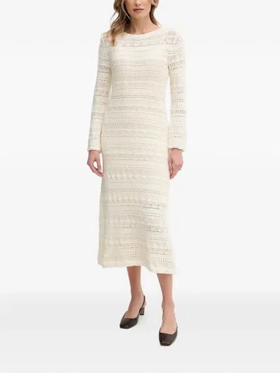 Ouí Openwork-design Midi Dress In White