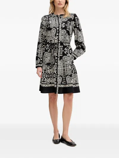 Ouí Paisley-print Belted Mini Dress In 블랙