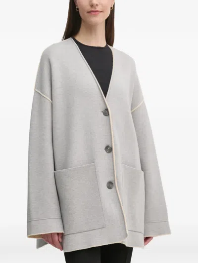 Ouí Patch Pocket Cardigan In Gray