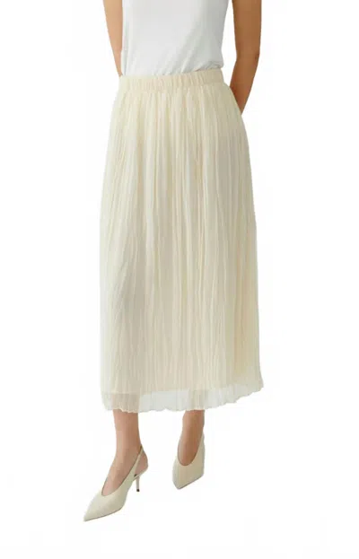 Ouí Pleated Midi Skirt In Whitecap In Neutral