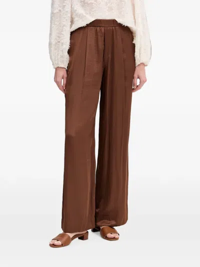 Ouí Pleated Wide-leg Trousers In Brown