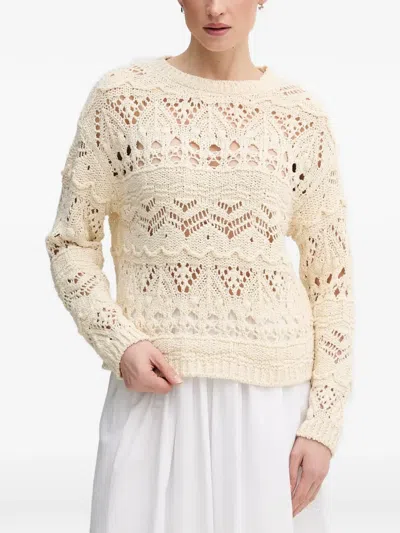 Ouí Pointelle-knit Sweater In Neutral