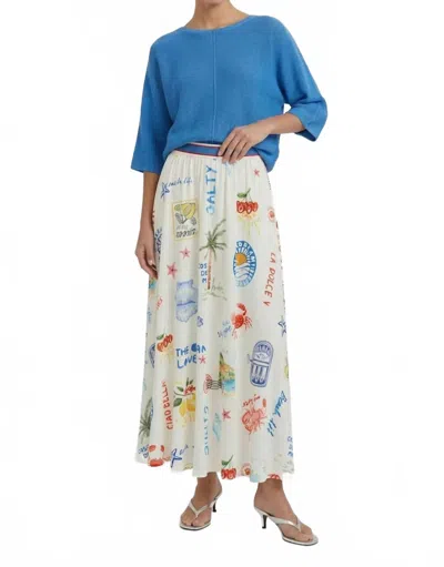 Ouí Post Card Skirt In White/red In Multi
