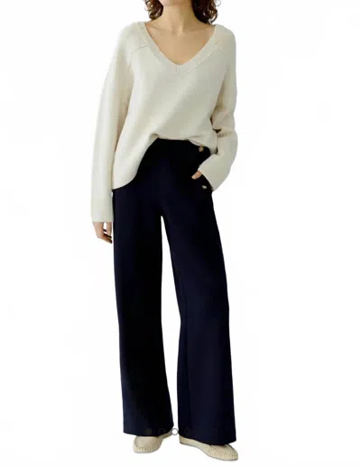 Ouí Pull On Scuba Pants In Dark Blue