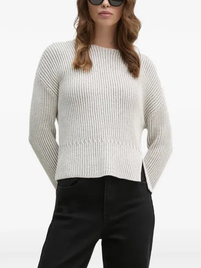 Ouí Ribbed Sweater In White