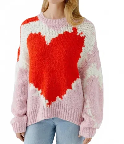 Ouí Rose Red Heart Angel Yarn Sweater In Pink And Red In Multi